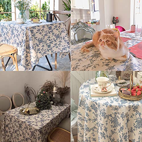 Wracra Cotton Linen Vintage Tablecloth Pastoral Floral Rustic Table Cloth Washable Table Cover For Indoor&Outdoor thumb #2