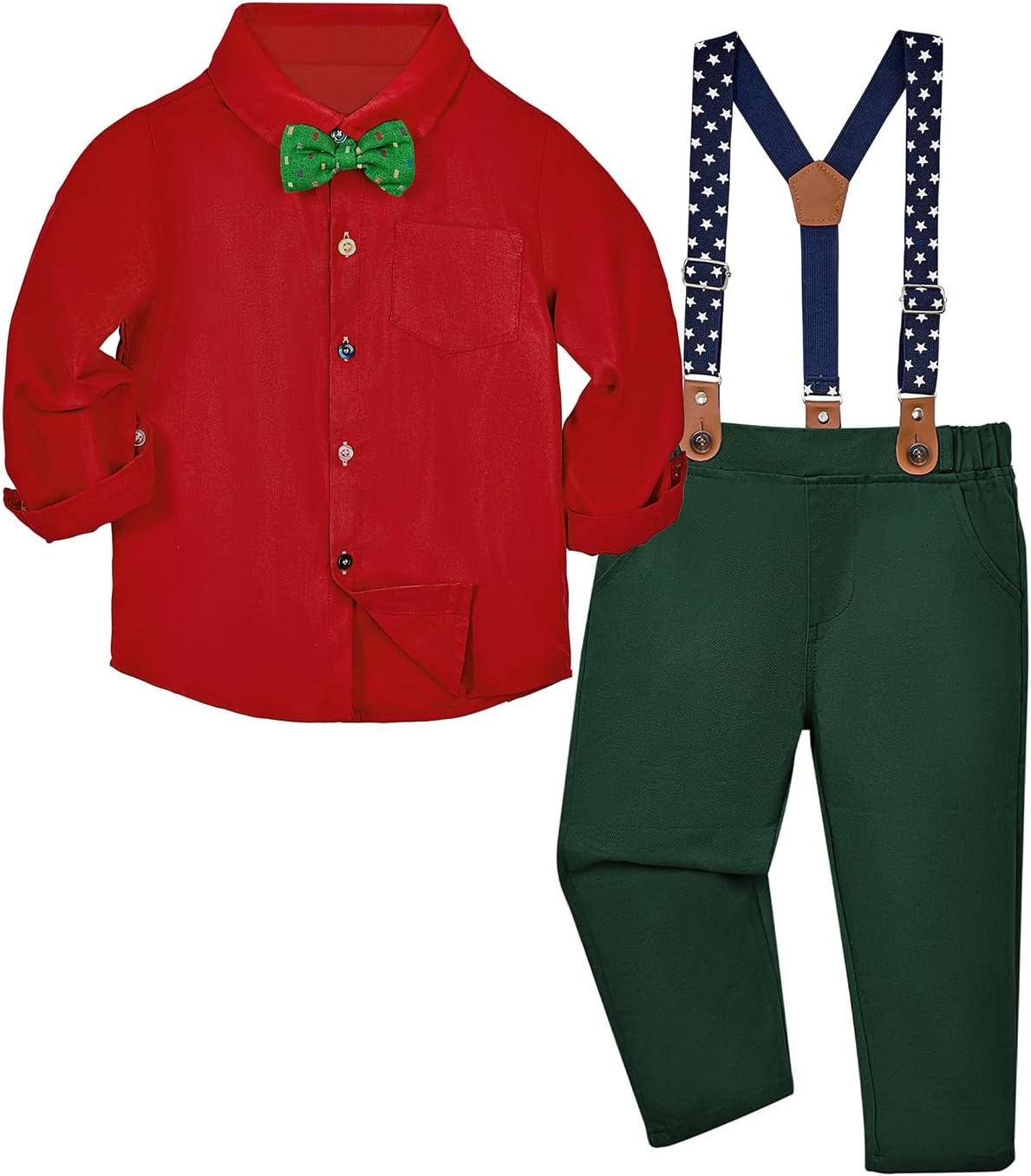 American Trends Toddler Baby Boy Clothes Suit,Removable Bowtie Shirt Suspenders Pant, Kids Gentleman Wedding Outfit Suit 2-5T - Image 7