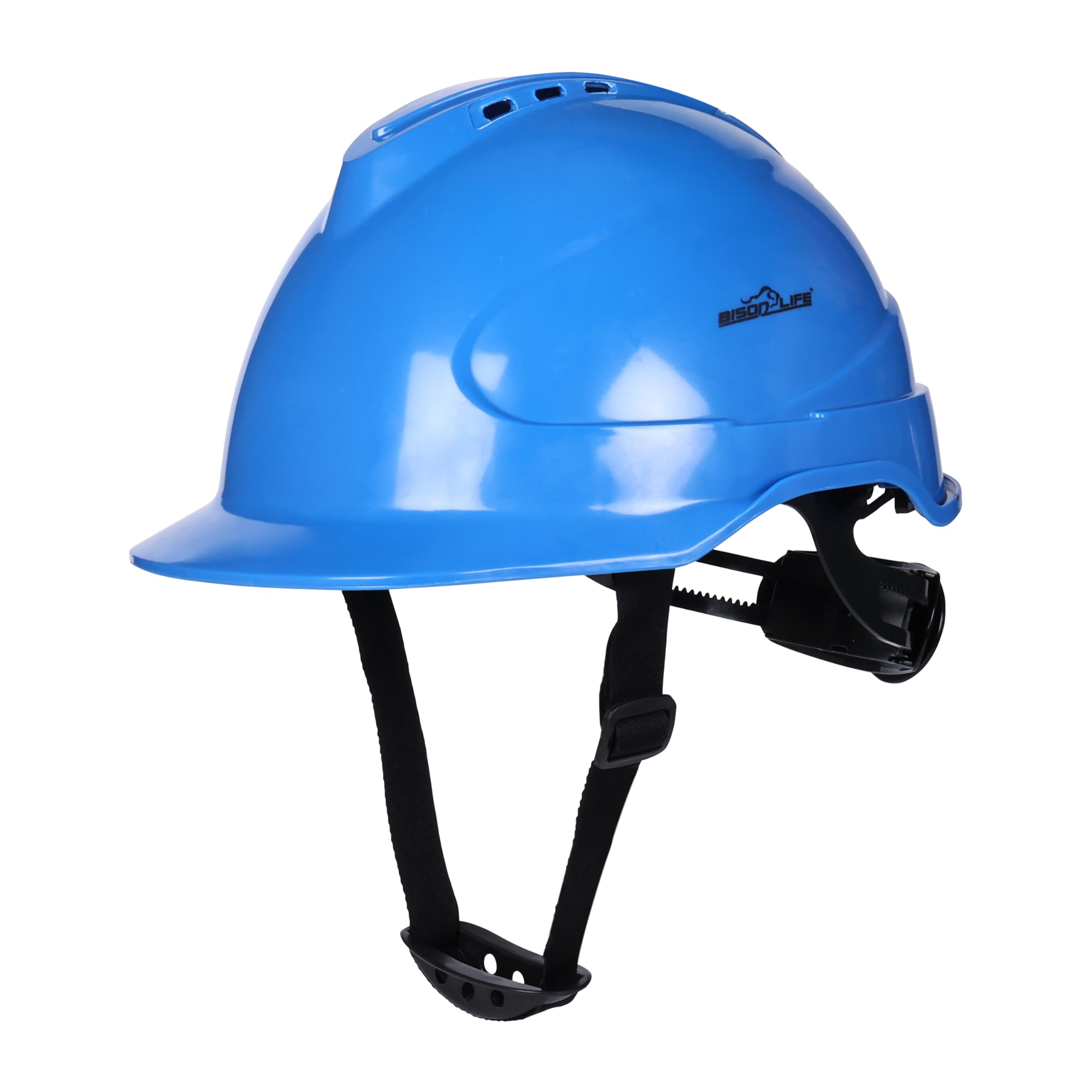 Bison Life TorShell ABS Vented Safety Helmet – Blue, Breathable Hard Hat with Nylon Harness & Ratchet Fit, Lightweight Head Protection for Construction, Mining & Maintenance