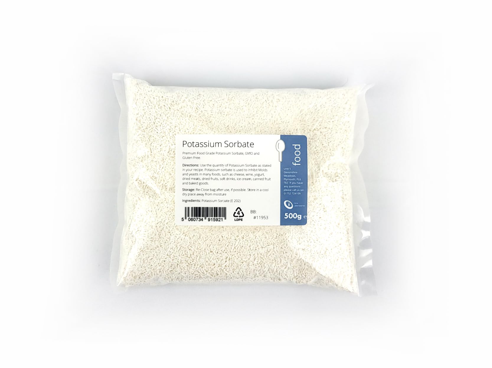 Intralabs Potassium Sorbate 500g - E202 Preservative, Food Grade for Wine Making Supplies, Brewing, Mead - Premium Food Preservative Stabilizer for Preserving Jam, Cakes