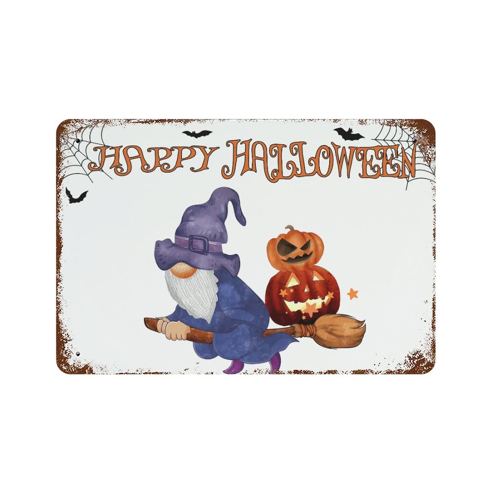Plaque en métal Happy Halloween grand format panneau décoration murale automne