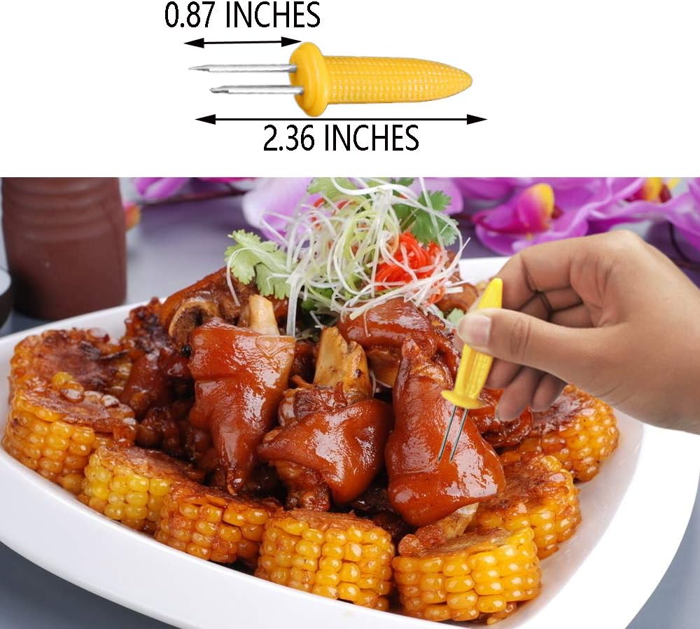 Corn Holders 50 Pieces Stainless Steel Corn on The Cob Holders Skewers with Storage Box for Outdoor BBQ Cooking