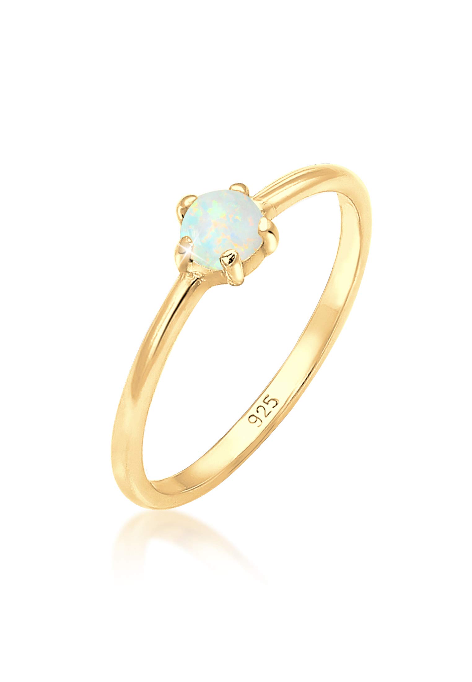 Elli Damen Echtschmuck Bandring Basic Synthetischer Opal Geo in 925 Sterling Silber