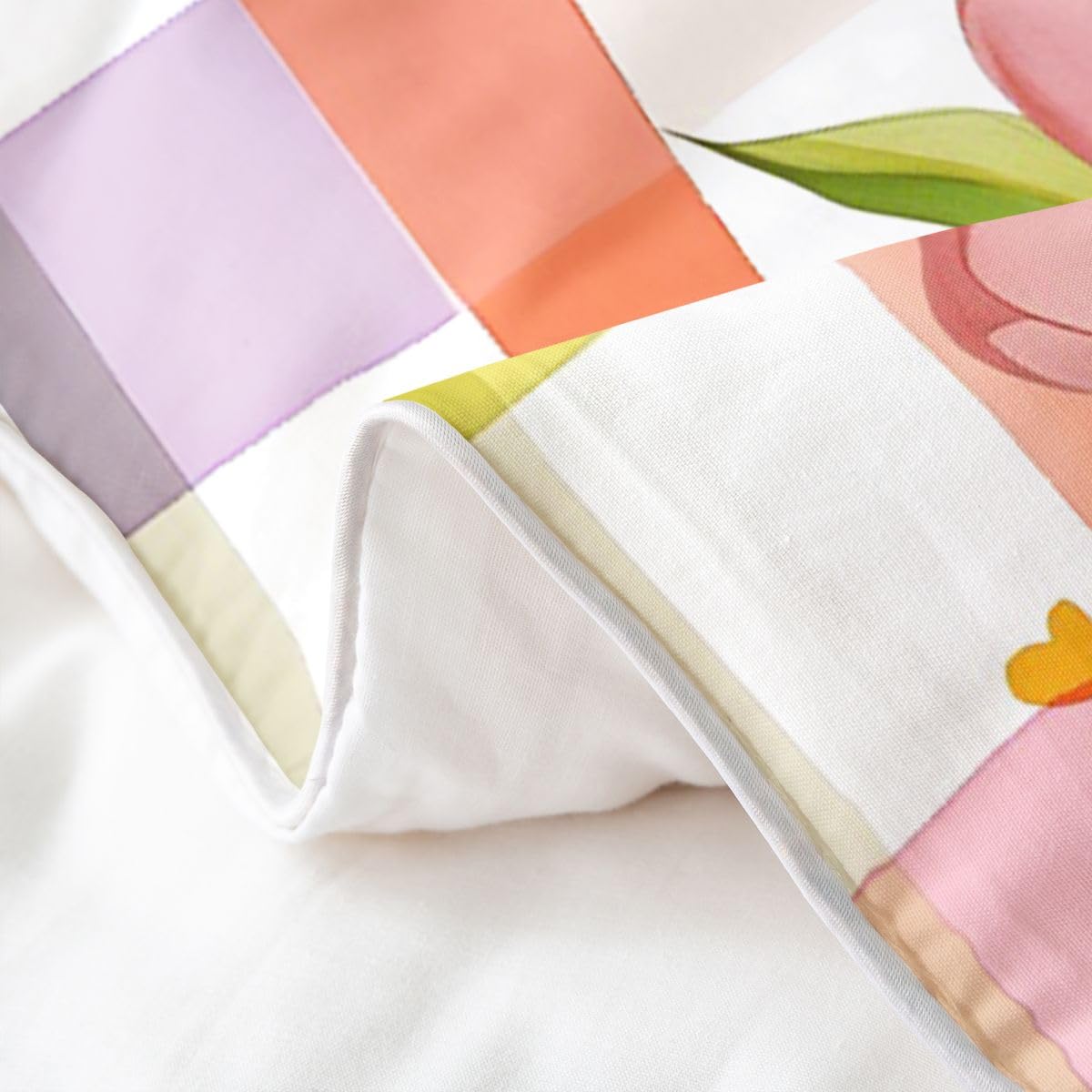 Homewish Kreskówkowe króliki dzieci król pościel szczęśliwe jajko wielkanocne kwiaty romantyczna bawełna poszewka na kołdrę zestaw geometryczne siatki piękny nadruk zwierzęcy poszewka na kołdrę dla