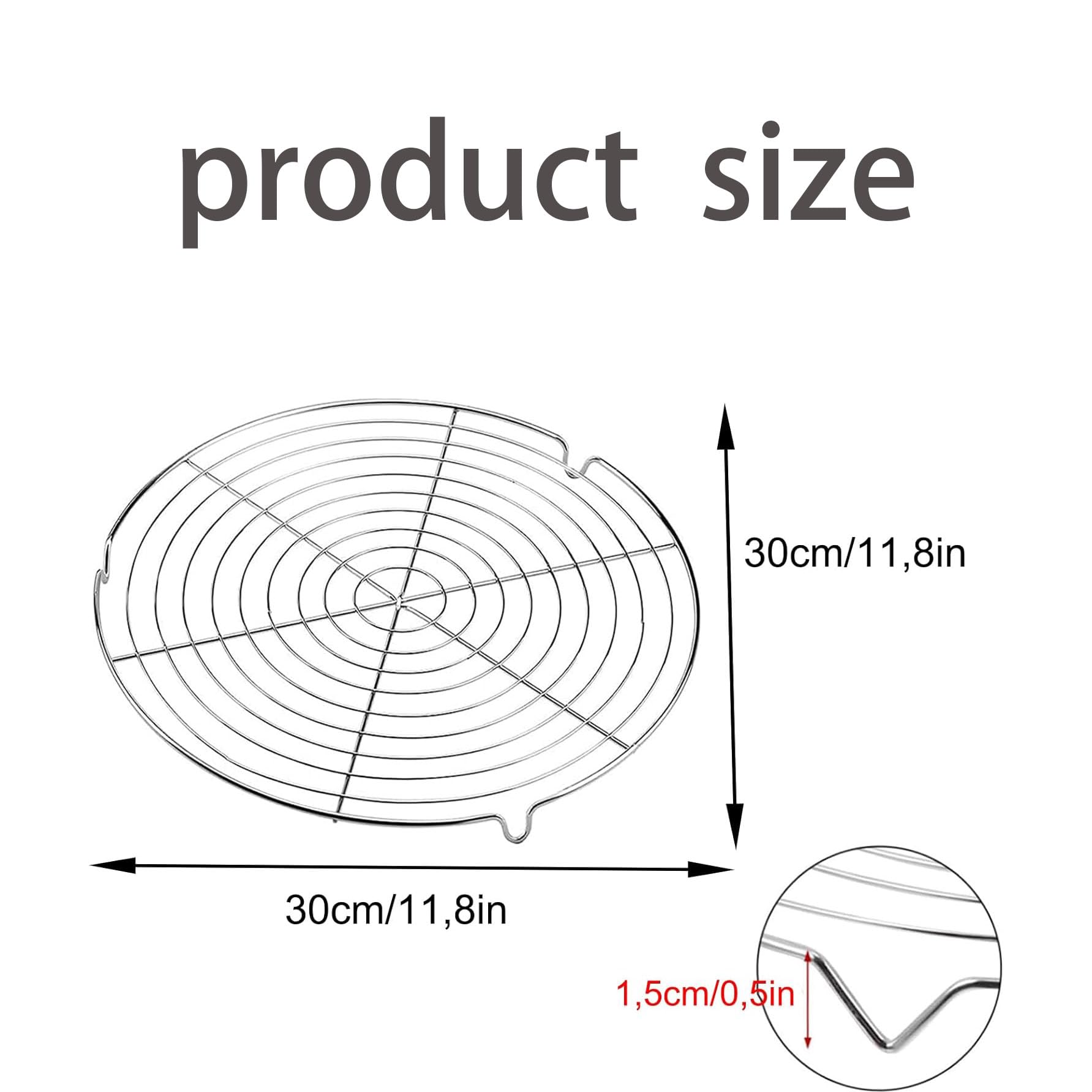 YIXNSW Kuchengitter Rund 30,5cm - 5 Stück Abkühlgitter Silber