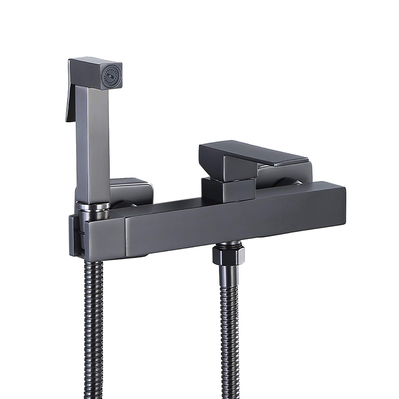 Pulvérisateur de bidet à main gris en laiton chic pour eau chaude et froide