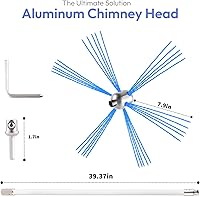Vista 2 de Kit de limpieza de chimenea de 30 pies, con cabezal de cepillo de aluminio para chimenea, kit de limpieza de chimenea giratoria, herramienta