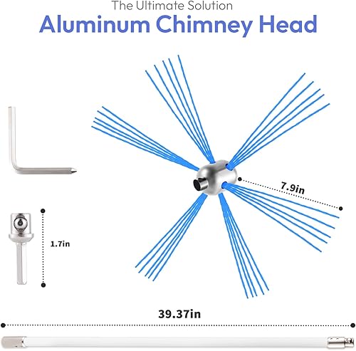 Miniatura 2 de Kit de limpieza de chimenea de 30 pies, con cabezal de cepillo de aluminio para chimenea, kit de limpieza de chimenea giratoria, herramienta de