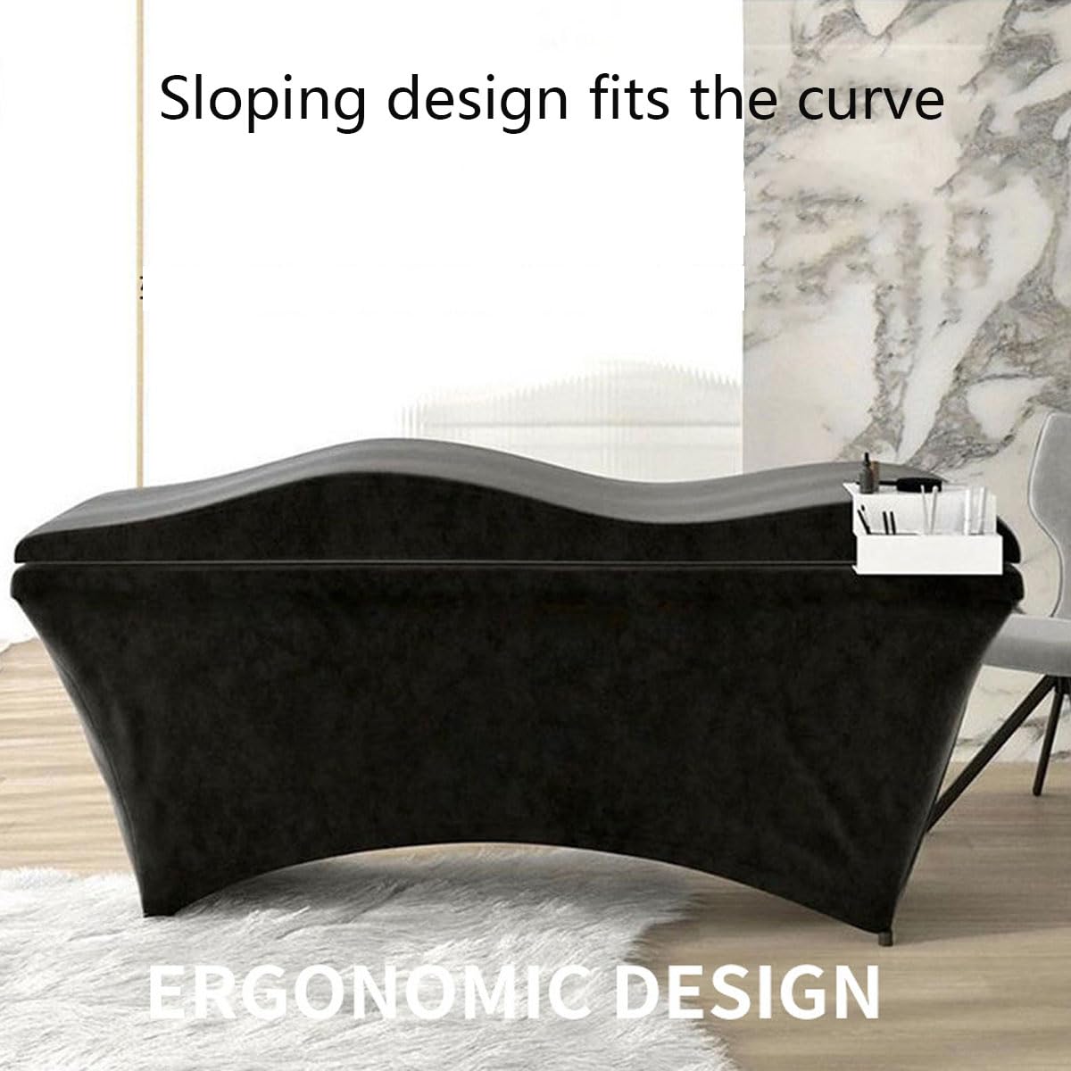 Lettino Estetista, Topper per Lettino da Massaggio, Materasso Ergonomico e Curvo per Extension Ciglia, Fodera Sfoderabile, Memory Foam, per Centri di Extension Ciglia, 180 * 70cm-Black