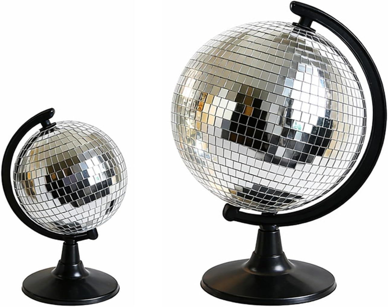 Mirrour Disco Ball Globes Sculpture with Base Moderns Decorative Ornament Home Decors Disco Ball Globes Tabletop Decors Sculpture