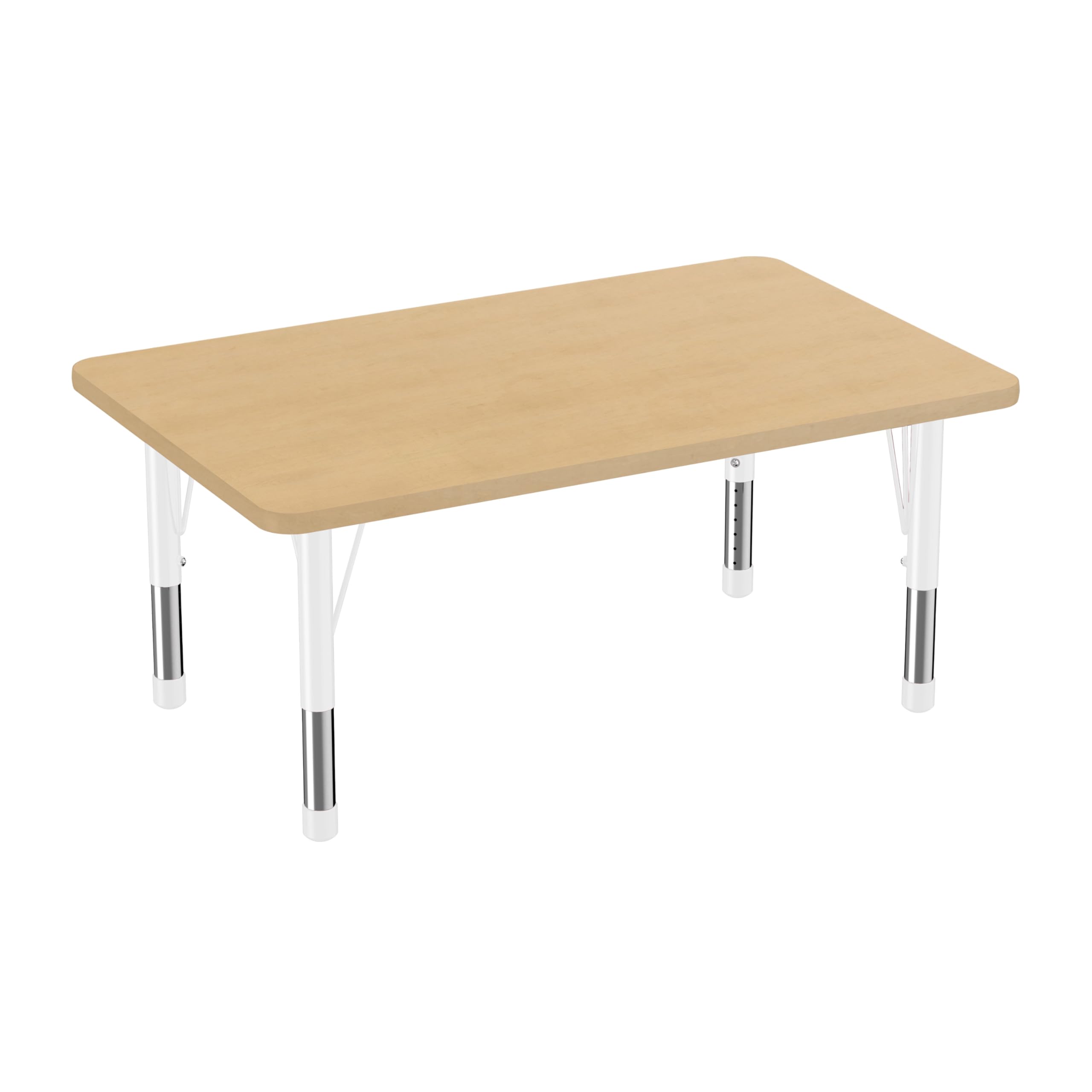 FDP 30" x 48" Rectangle Woodgrain Table w/Chunky Legs - Maple Grain/White