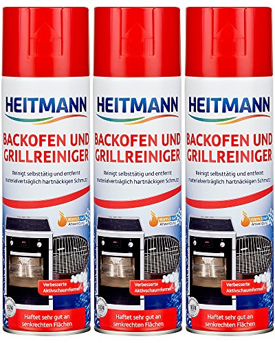 Heitmann Backofen und Grillreiniger, 3er Pack (3 x 500ml) + Davartis Schmutzradierer/Putzschwamm 10er Pack (1x 10 Stk.)