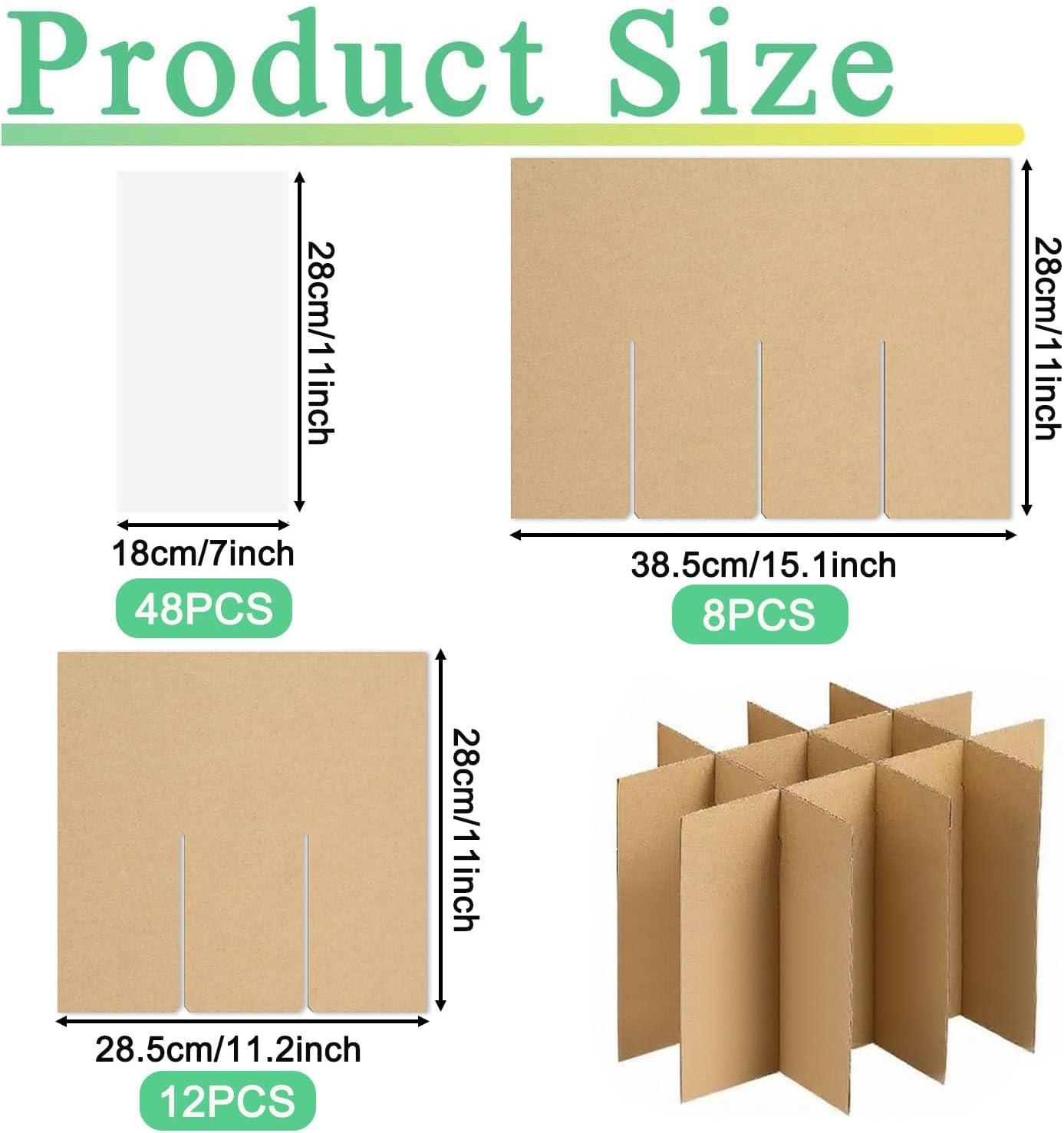 4-Pack Glassware Protection Set，Glassware Dish Packing Boxes Corrugated Dividers & 48 Foam Sleeves for 16x12x12 Moving Boxes (Box Not Included)