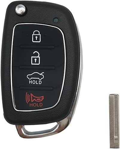 Funda para llave de automóvil con control remoto de 4 botones para Hyundai Mistra Santa Fe Sonata Tucson Accent sin llave (1)