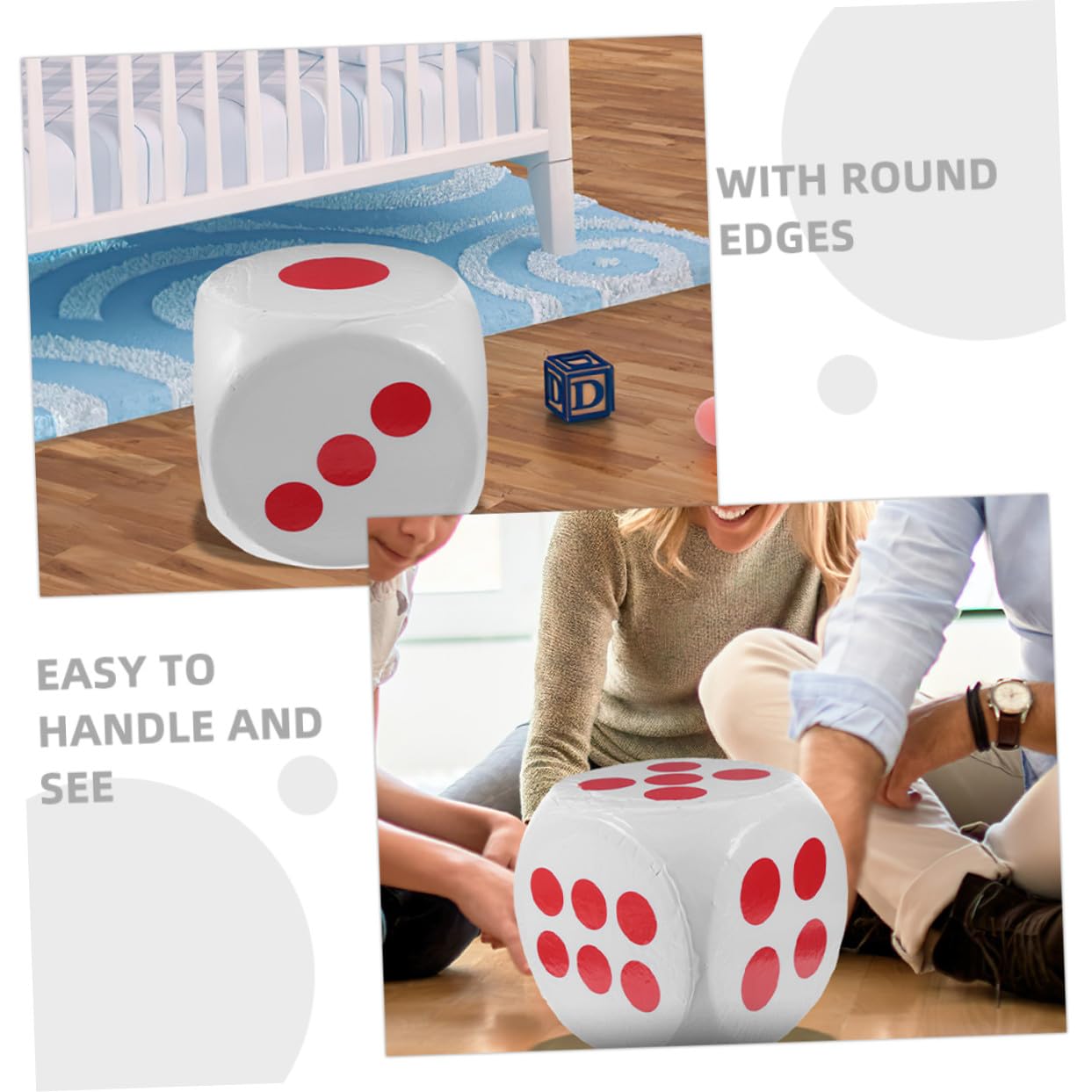 UKCOCO Dados de Espuma Jumbo Blancos Seis Caras Portátiles de Gran Tamaño para Juegos de Fiesta y Habilidades Matemáticas para Niños y Adultos