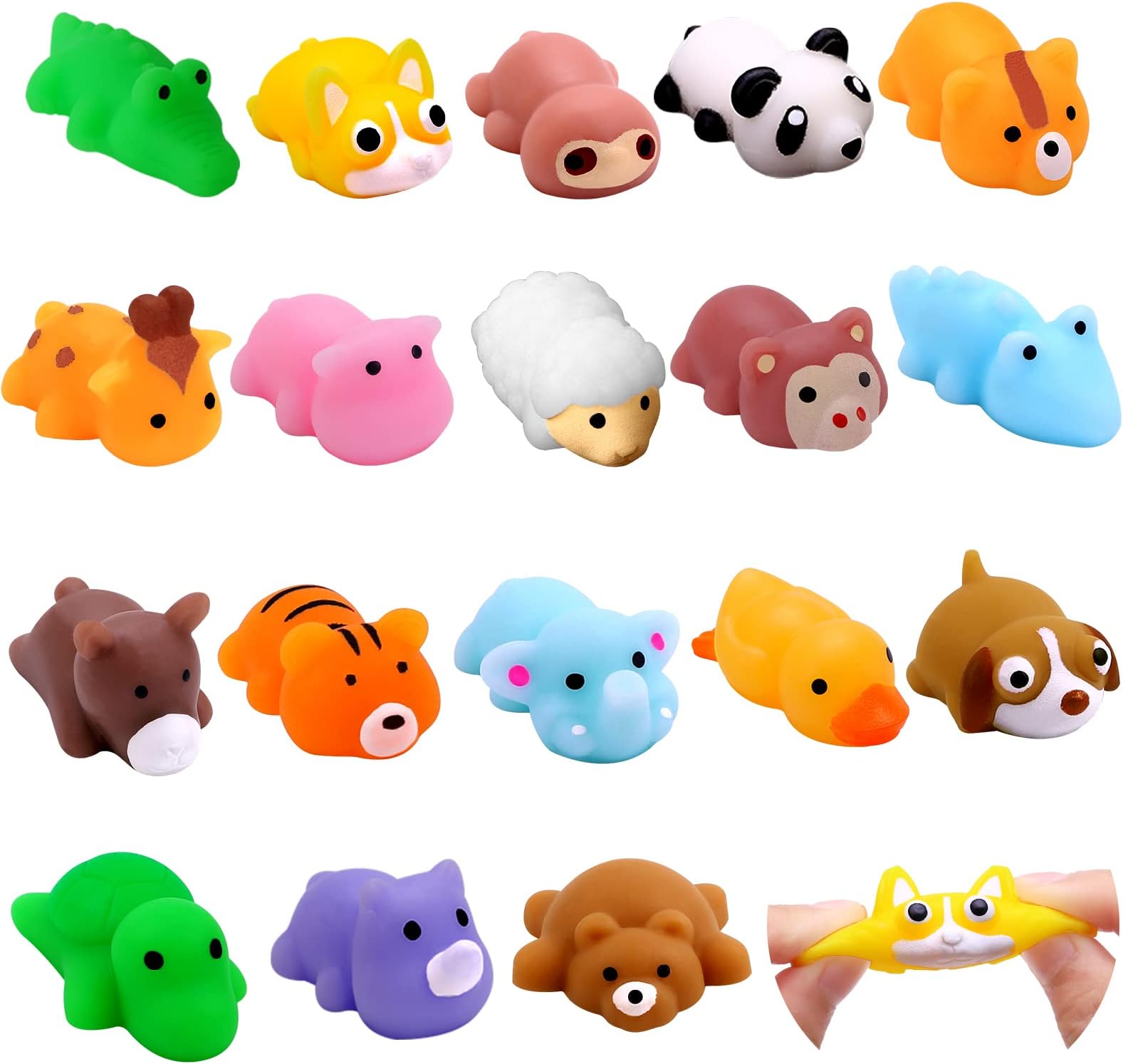 DTYDECLE 18pcs Mochi Squishy Toys, Mini Jungle Animals Squishies Soft Squeeze Fidget Toys Kawaii Stress Relief Toys for Boys Girls Birthday Party Favors