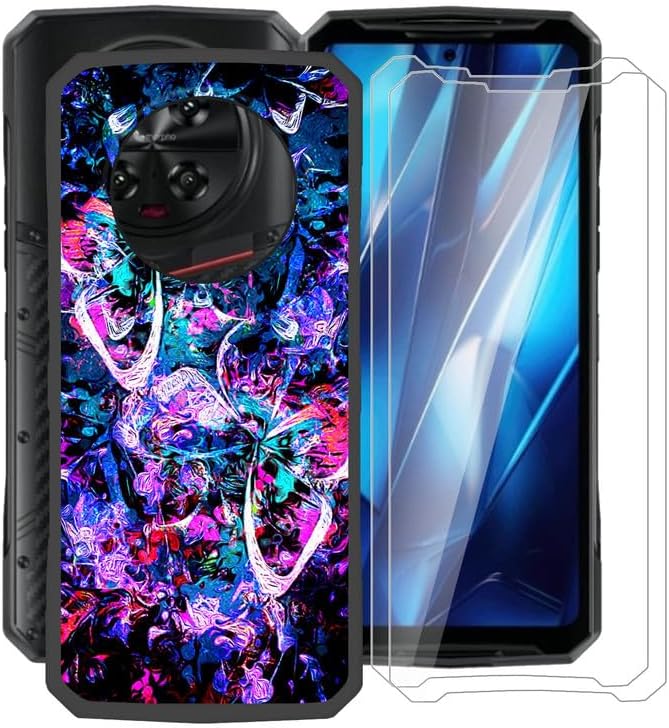 Phone Case for Doogee DK10 (6.67") with [2 x Tempered Glass Protective Film], Ultra-Thin Shockproof Bumper Cover Black Soft Silicone Case for Doogee DK10 - Lively