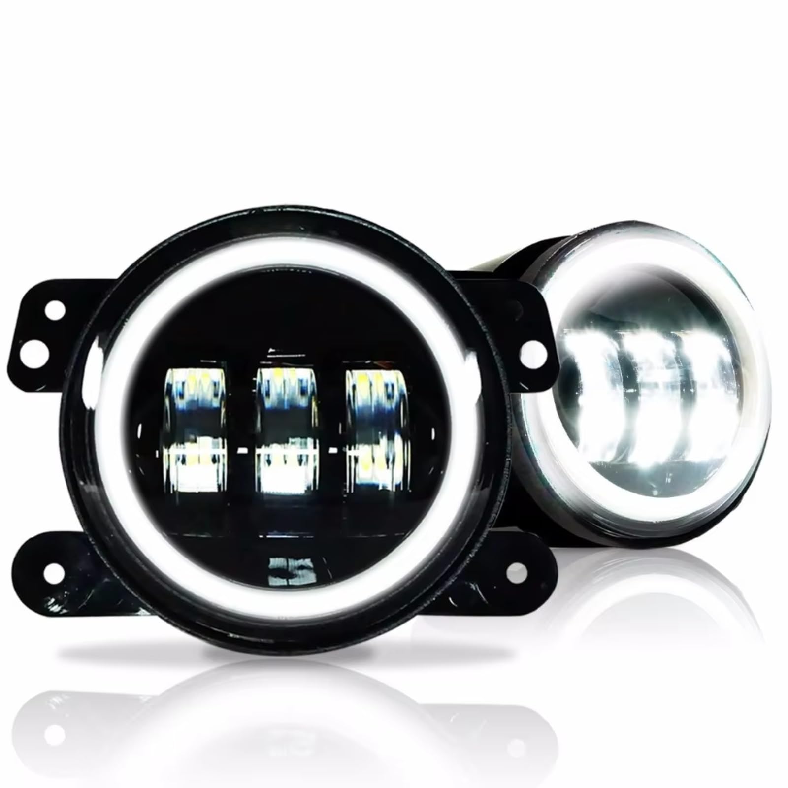 Fari Per Auto Per Jeep Per Wrangler JK JKU Per Rubicon Per Sahara 2007-2018 Auto 75W Rotondo 7 "Fari A LED + 4" Led Fendinebbia Halo Paraurti Anteriore Set Luci(Chrome)