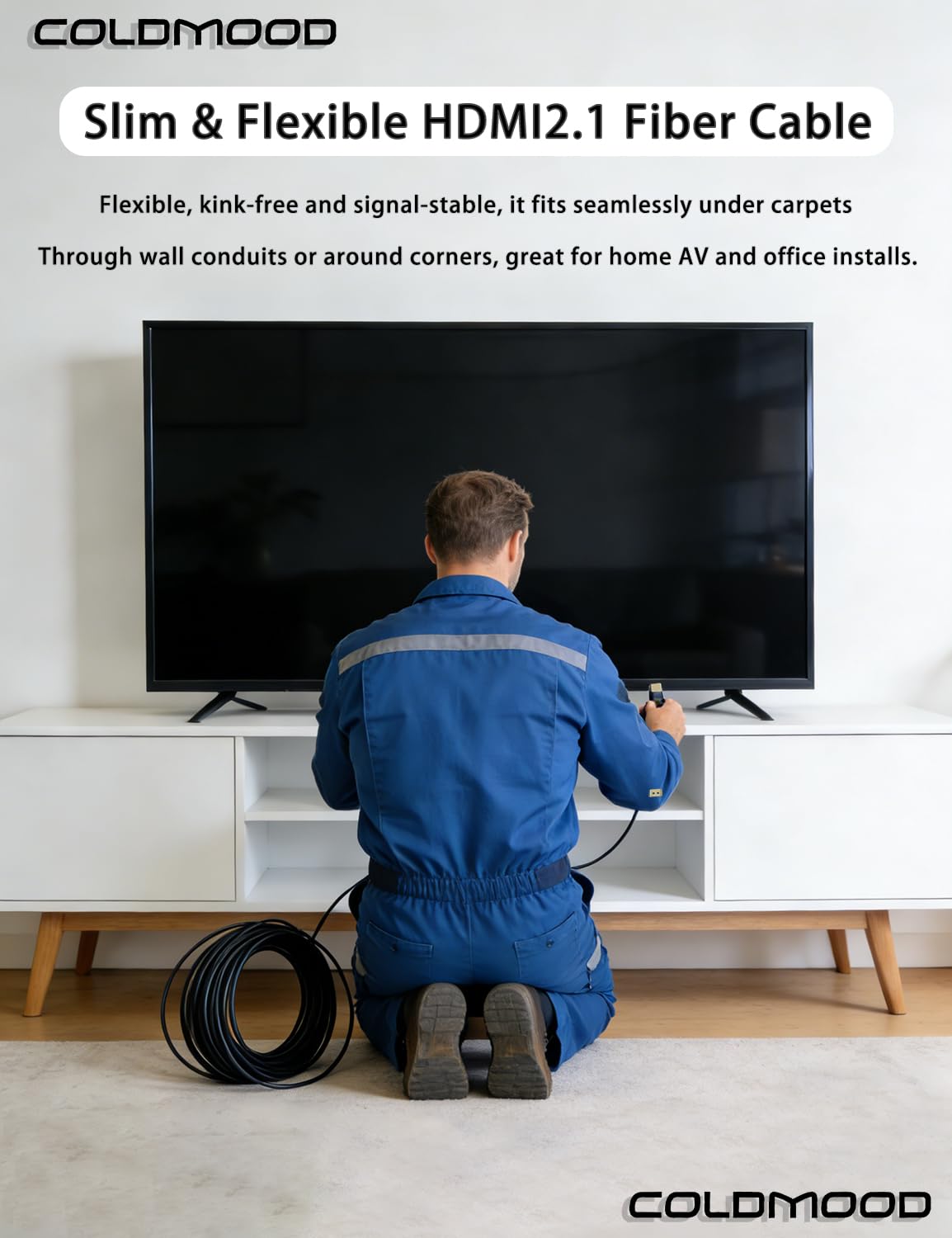 HDMI 2.1 Cable 50FT, 48Gbps 8K@60Hz 4K@144Hz Support, Dynamic HDR, eARC, HDCP 2.2&2.3/3D, Compatible with PS5, Xbox Series X/S, Blu-ray Players, TV, Monitor, Projector