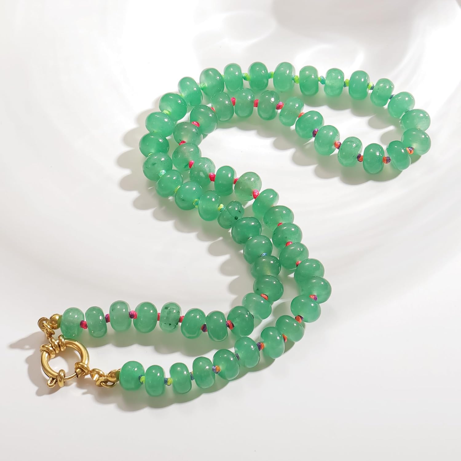 Qitian Beaded Necklace for Women, Colorful Boho Bead Choker Necklace Natural Stone Surfer Beach Necklace - Image 6