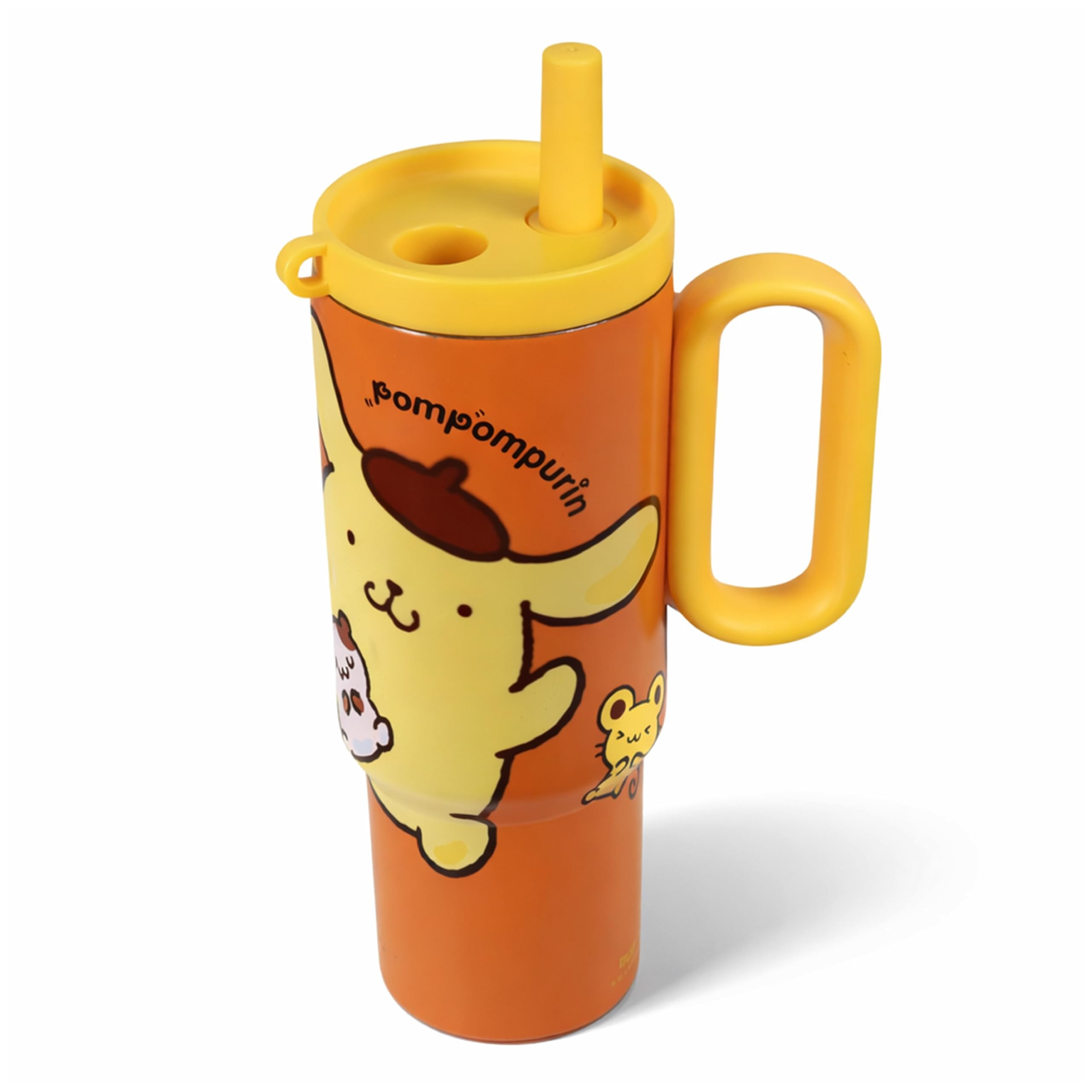 Blue Sky Studios Pompompurin 700ml Straw Cup with Fruit Infuser – Official Sanrio Tumbler with Lid & Handle – Hello Kitty and Friends BPA Free Water Bottle & Travel Cup