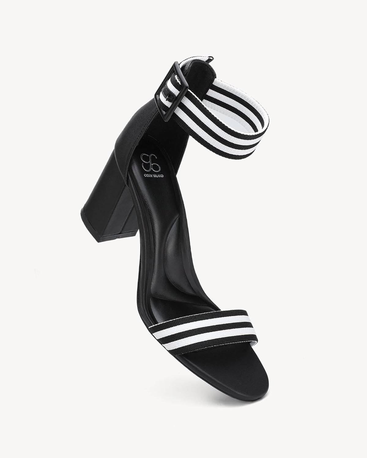 NEWBELLA Women's Chunky Block Heel Sandals - Square Open Toe Ankle Strap High Heels for Wedding, Prom, Party & Date Night (Black-2, Adult, Women, 10, Numeric, US Footwear Size System, Medium) - Image 3