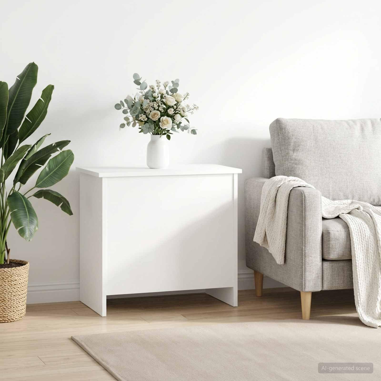 Fengshui Aufbewahrungstruhe Weiß 60 x 40 x 50 cm Holzwerkstoff | Großzügiger Stauraum für Kleidung, Bücher, Deko, einfache Montage, rechteckiges Design für Schlafzimmer und Flur