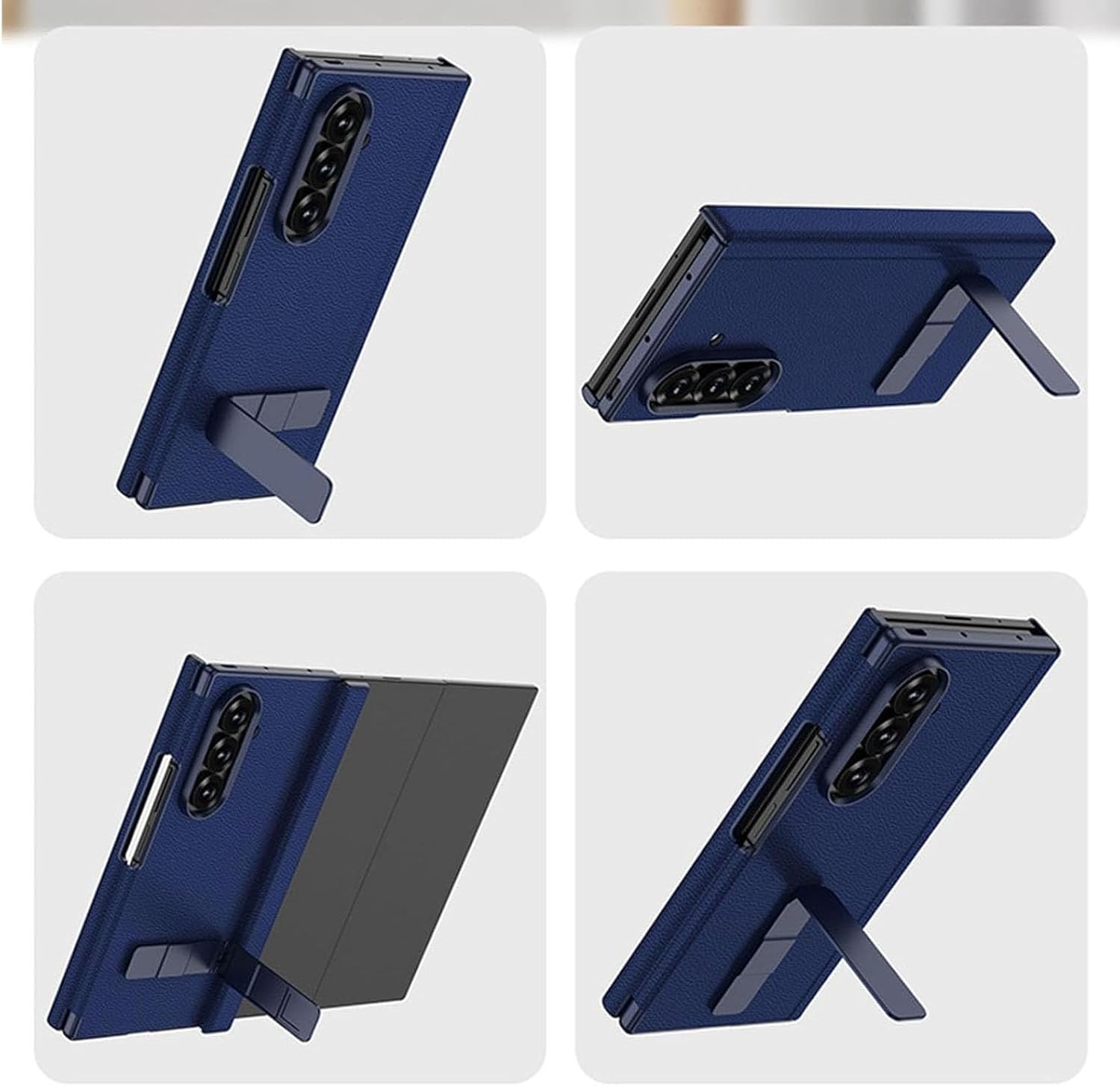 Slim Leather Case for Samsung Galaxy Z Trifold with Screen Protector, Magnetic Hinge Protection Cover with Adjustable Stand, Business Shell(Gray)