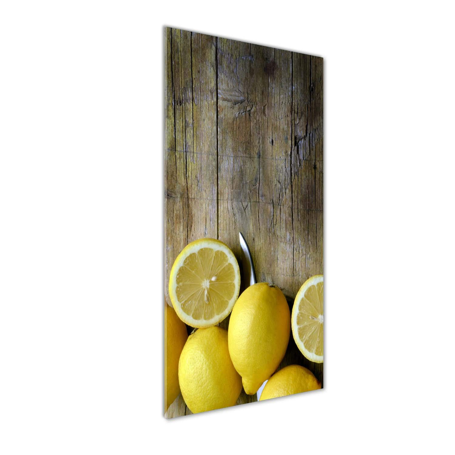 Déco Mural derrière Le Plastique Acrylique 50x125 | Image sur Verre Citrons Jaunes