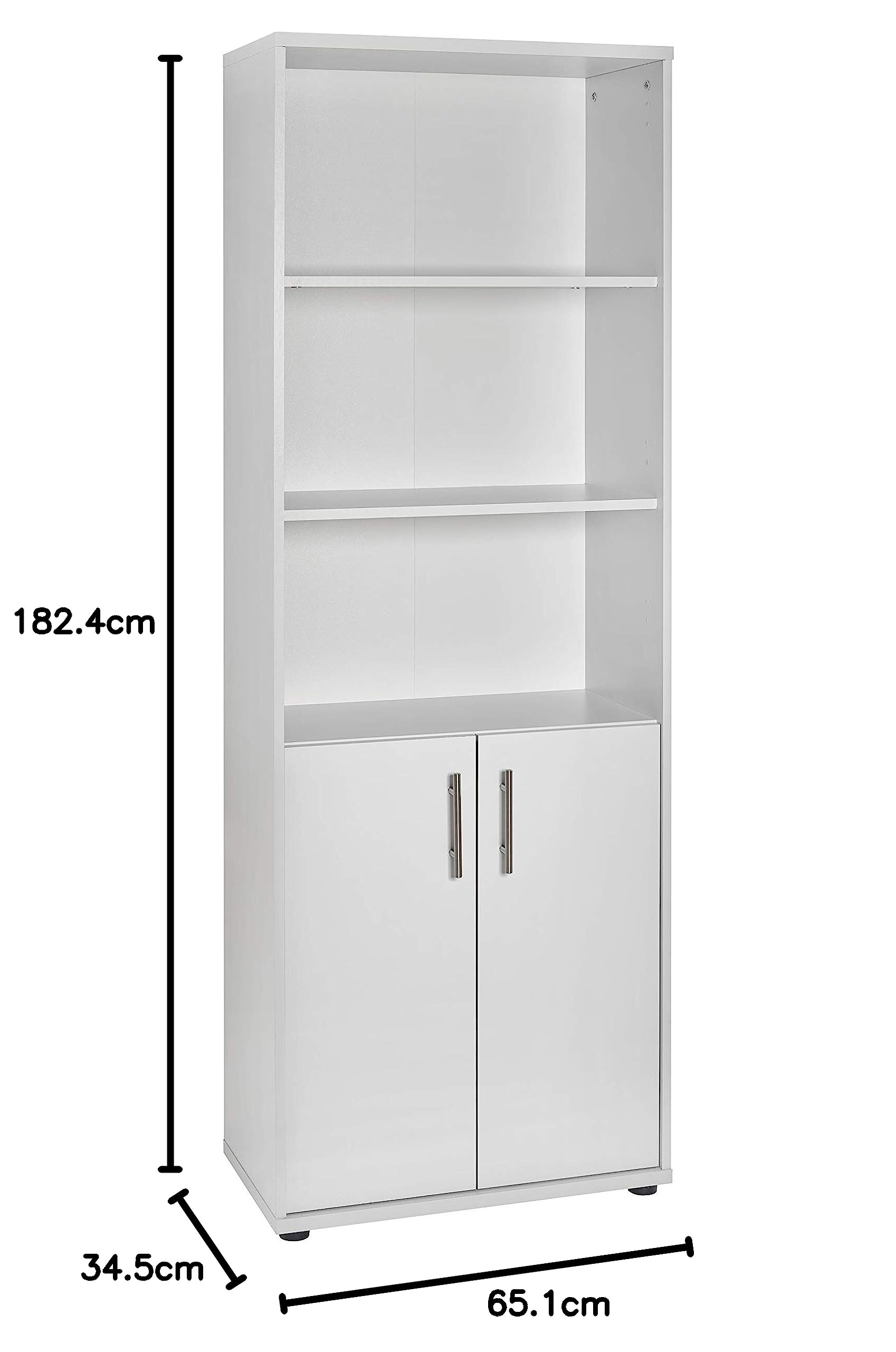 Möbelpartner Till Aktenregal mit Türen, 701403, lichtgrau, ca. 65 x 34 x 182 cm