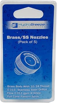 Mistcooling Nozzles - Pack of 5-10/24 Thread Size - 0.015 Orifice Size - 40 to 100 PSI