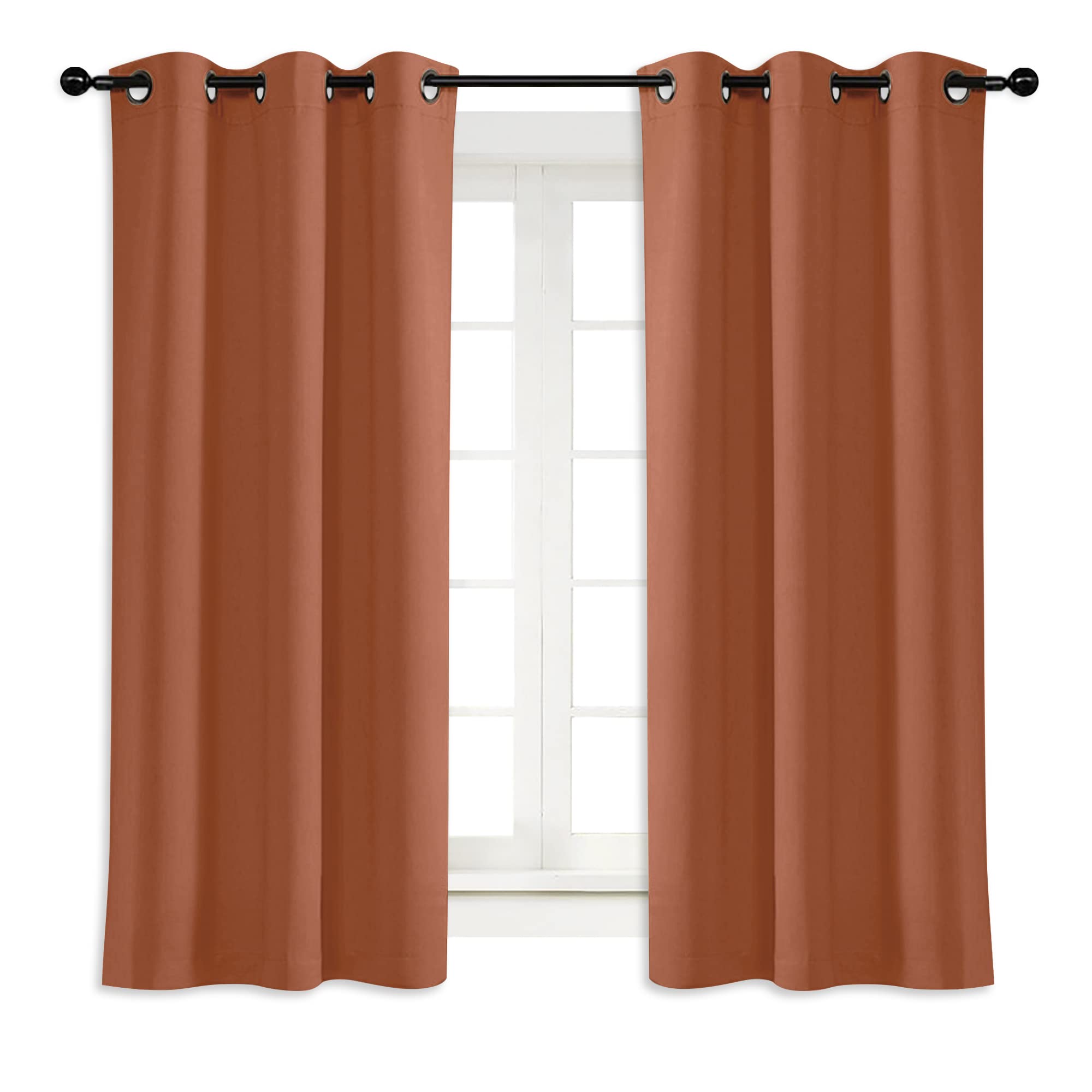 NICETOWN Blackout Curtain Blind for Bedroom, Single Panel, W34 x L63 inches, Burnt Orange, Thermal Insulated Grommet Blackout Room Darkening Drape/Drapery