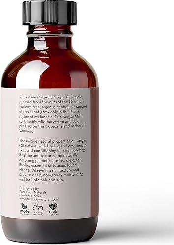 Miniatura 7 de Pure Body Naturals Aceite de Nangai, 4 fl oz - Cosechado silvestre y prensado en frío en Vanuatu - Sin diluir y 100% puro