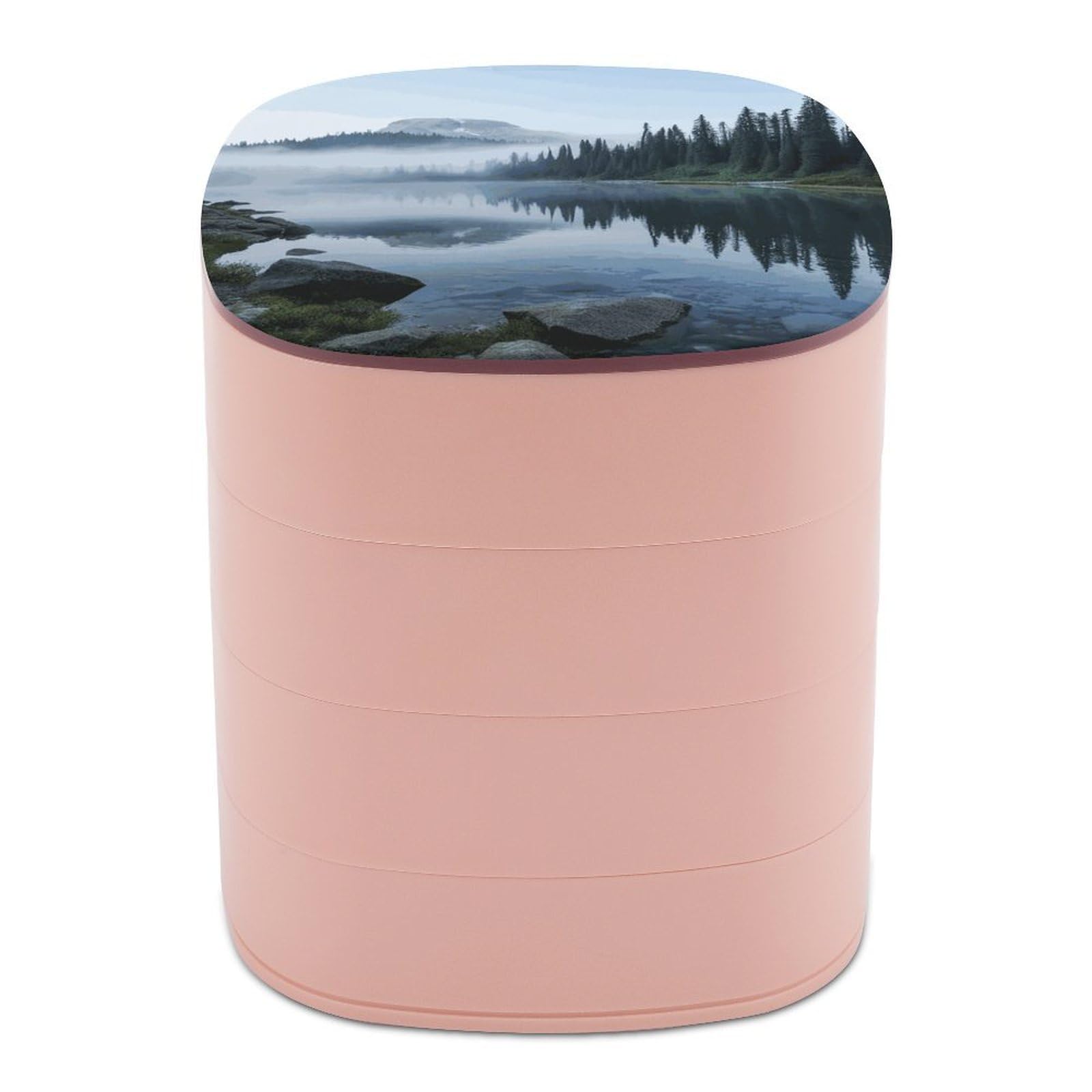 JTREHY Foggy Lake by Mount Rainier Jewelry Box 4-Layer Covered Rotating Jewelry Storage Box Large Capacity Storage Boxes Portable Jewelry Case for Bracelets Earrings Necklace