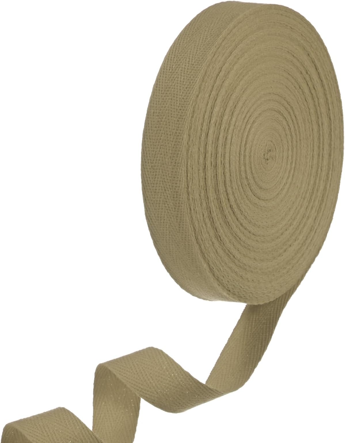 Cotton Twill Tape, (20mm) 3/4 Inch 50 Yards Cotton Twill Ribbon Bias Binding Tape Natural Herringbone Webbing Trim for Apron Sewing/Gift Wrapping/Craft DIY [Khaki]