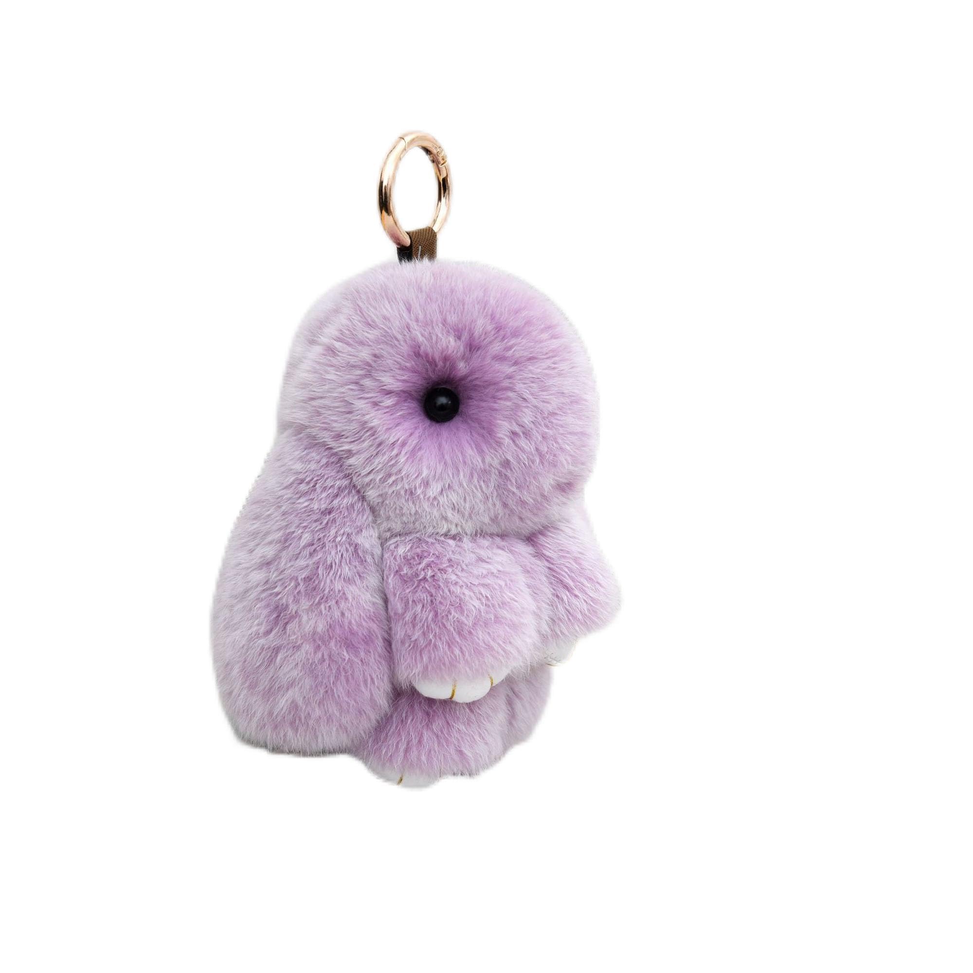 Bunny Fur Rex Rabbit Pompom Ball Doll Pendant Keychain Car Handbag Keyring