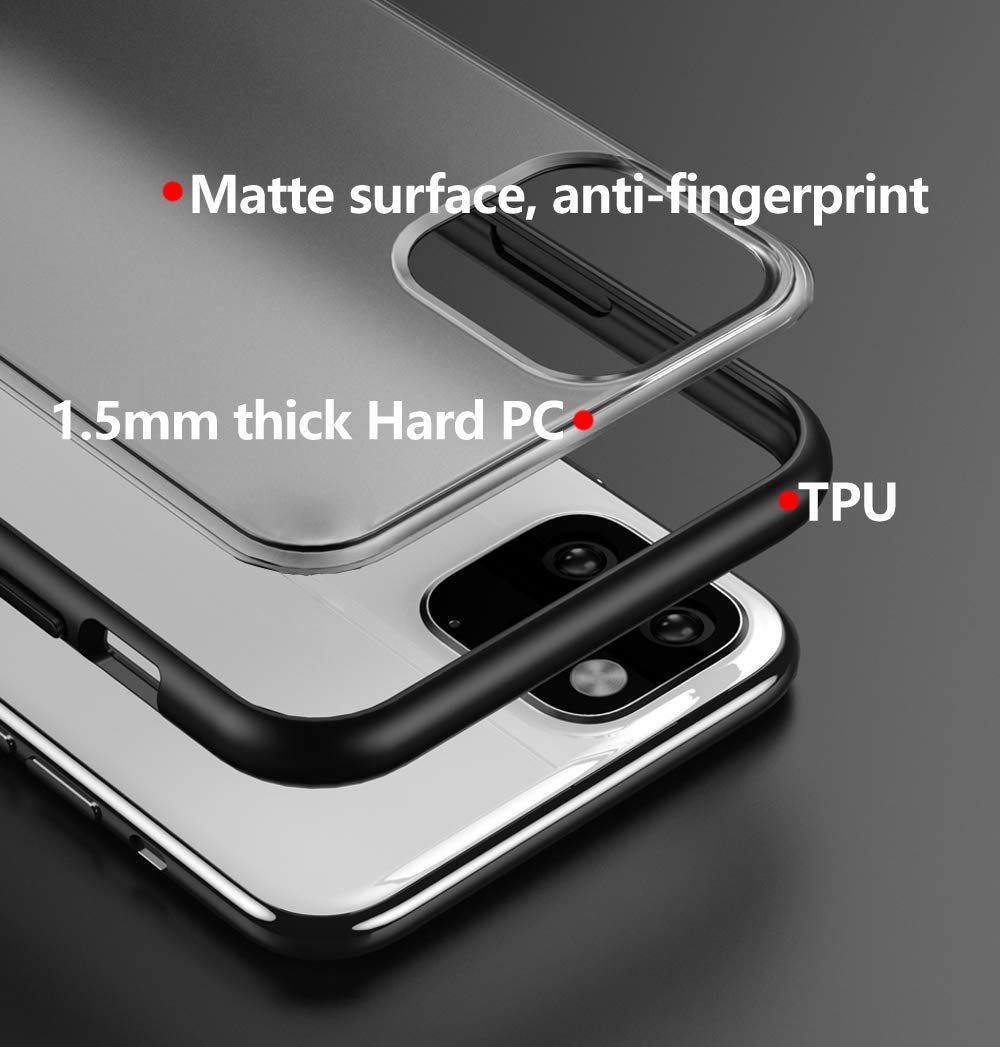 ZSCHAO Cover per iPhone 11 Silicone Slim Sottile Trasparente Nero Opaco Antiurto TPU Custodia Cover Compatibile con iPhone 11 Rigida Libro Full Case Matte Ultrasottile Bumper Nero