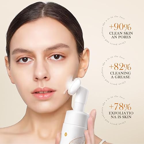 Miniatura 7 de Limpiador facial de arroz, limpiador facial suave, lavado facial espumoso con cepillo de silicona, lavado facial hidratante con aminoácidos, lavado