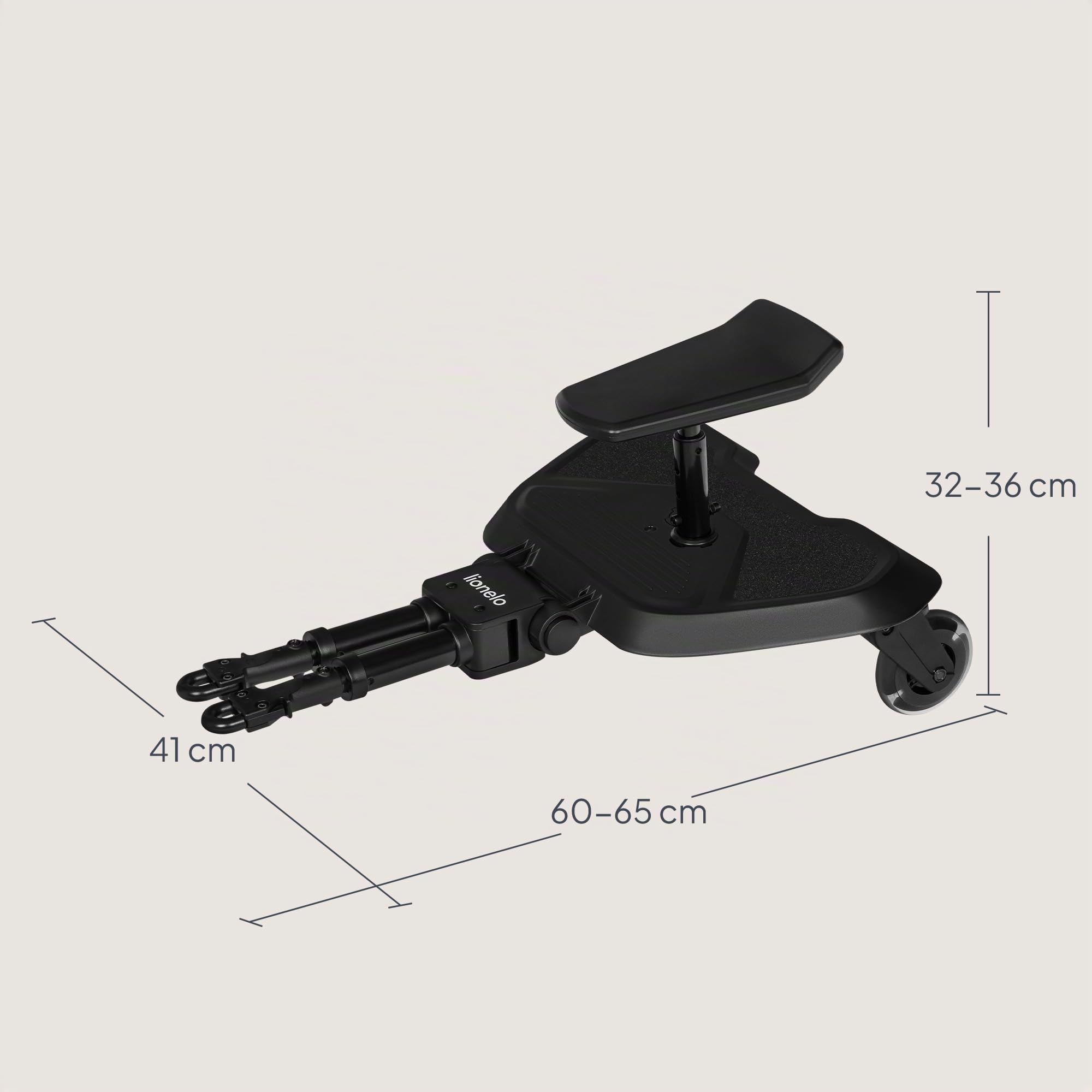 LIONELO Pedana Passeggino BUGGY BOARD con Seduta staccabile, Pedana Universale, per Bambini da 2 a 5 anni, Portata 25 kg, Ammortizzazione, Montaggio Universale, Ruote a LED, Pedane mobili