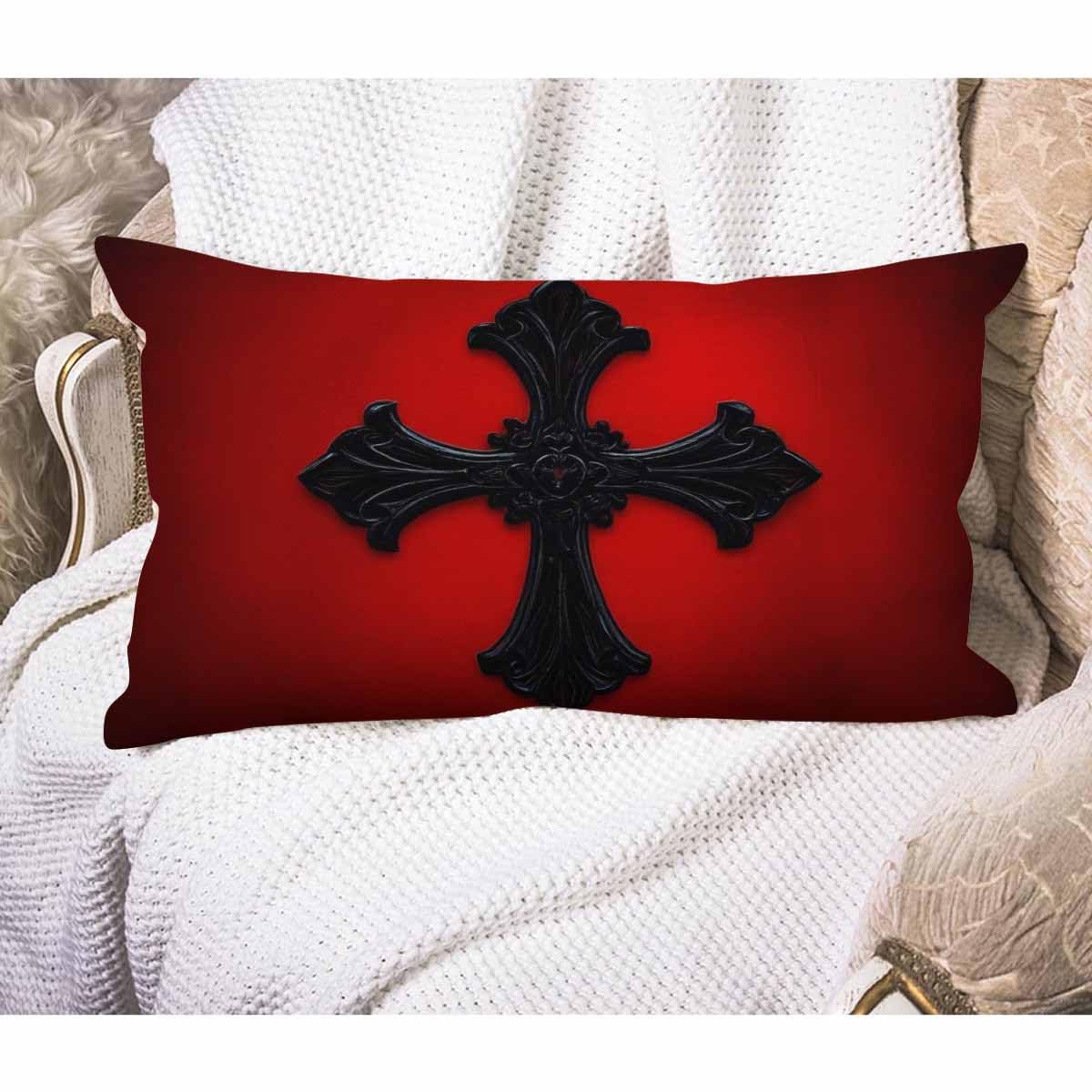EKOBLA Black Look Medieval Lumbar Throw Pillow Cover Red Velvet Black Gothic Cotton Linen Throw Waist Pillow Case Decorative Cushion Cover Pillowcase