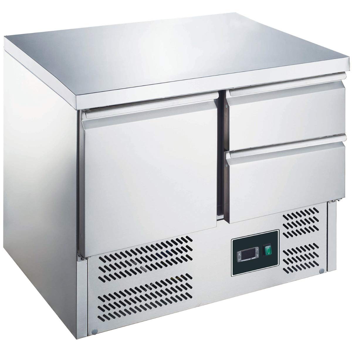 ZORRO - Kühltisch ZS 901 2D - 1 Tür - 2 Schubladen - Gastro Saladette mit Arbeitsfläche - R600A - Digitales Thermostat