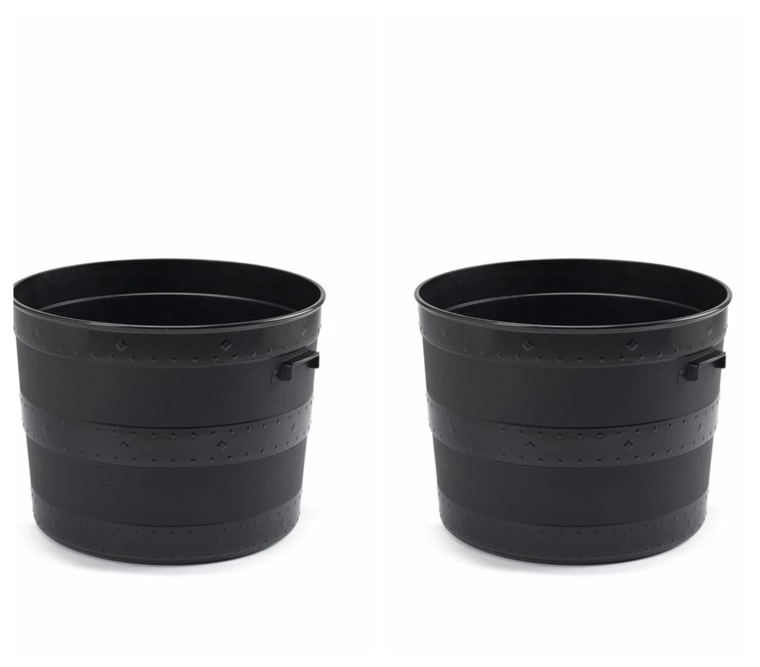 Whitefurze Set of 2 Blacksmith Tub Planters 50cm Large Plastic Garden Pots Outdoor Barrel Style Plant Pots Patio Planter