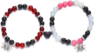 Spider Bracelets,Couple Friendship Energy Stone Web Beads Pink Relationship Promise Matching Bracelet Relationship Promise for Best Friends Couple Halloween Jewelry Gifts