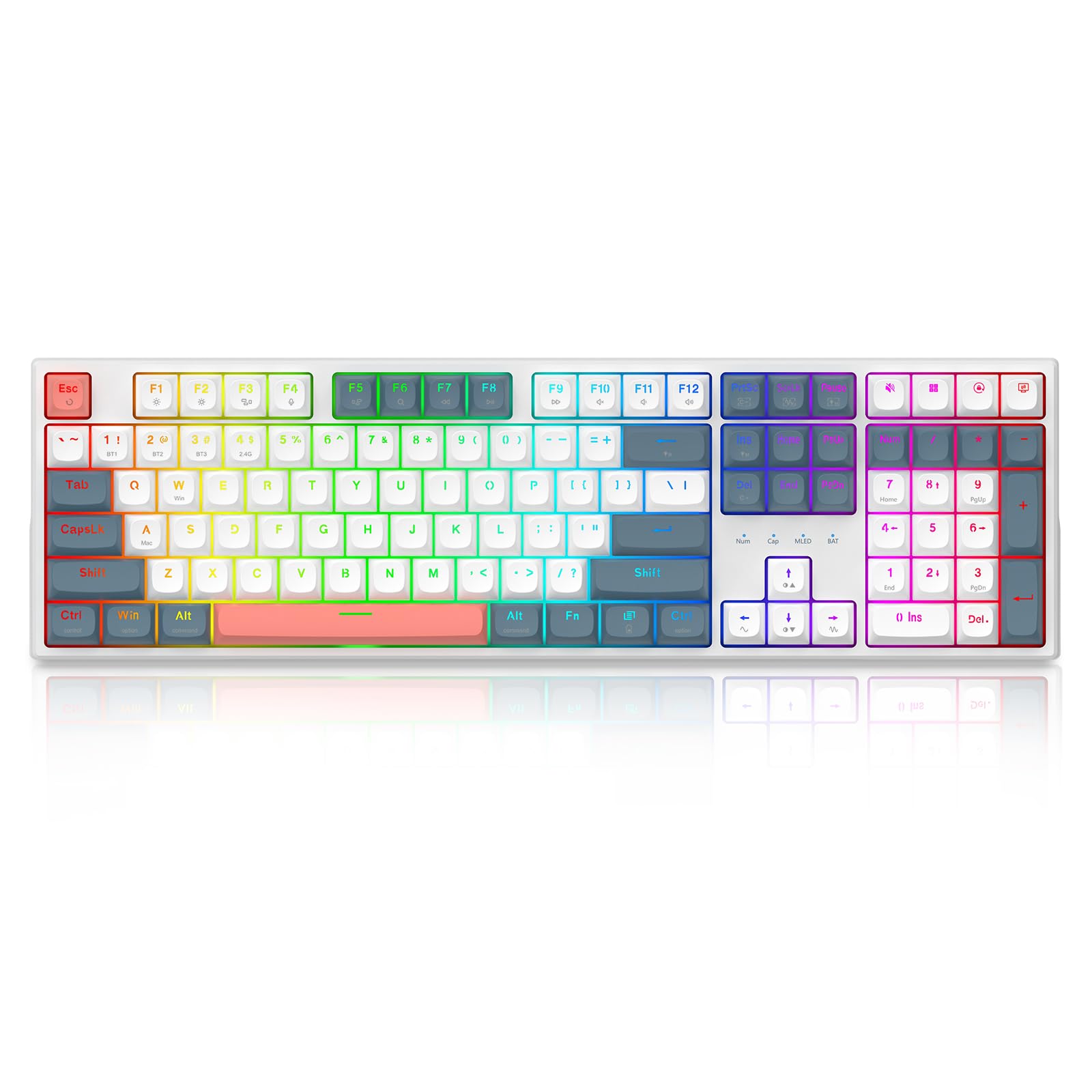 Redragon K668 PRO Wireless 108-Key Gasket RGB Gaming Keyboard, 4 Hotkeys view 8