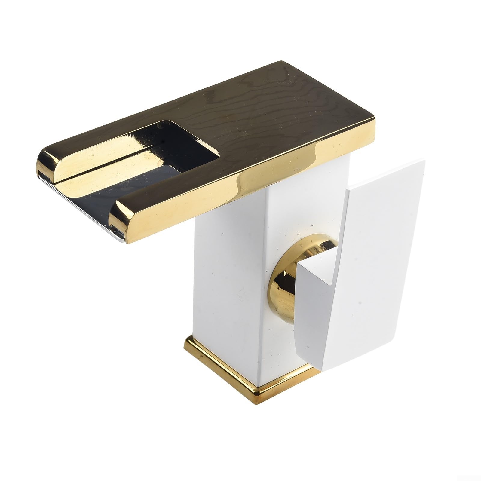 1 robinet mitigeur cascade pour lavabo, robinet mitigeur d'évier de salle de bain, robinet cascade LED, robinet de lavabo, mélangeur froid et chaud (noir + or)