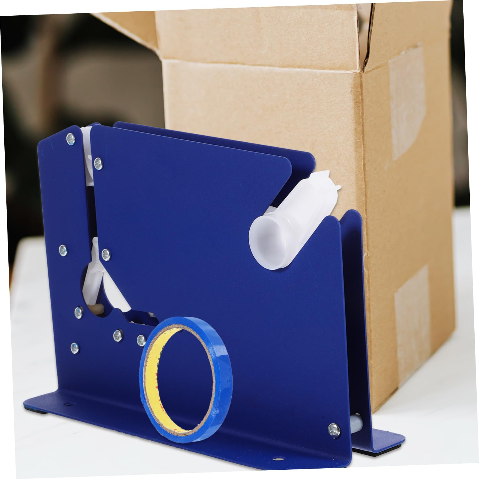 Dispenser per Nastro Adesivo 12Mm con Taglierina Integrata e 6 Pezzi di Nastro per Supermercati e Negozi per Sigillare Sacchetti in Modo Efficiente