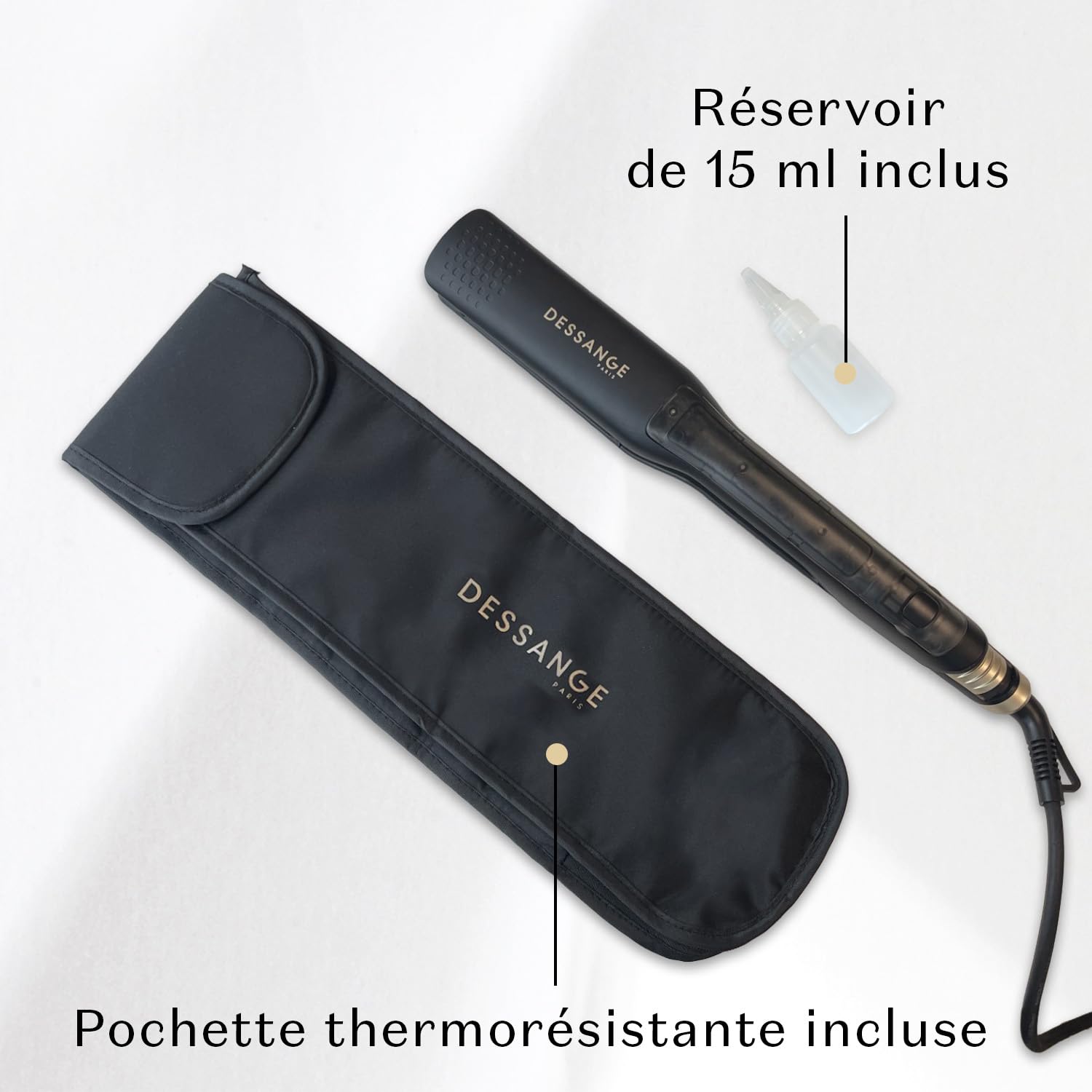 DESSANGE Lisseur Vapeur Ultime Care Pro STEAM – Plaques Ultra Larges Céramique Tourmaline 40x100 mm, Température Ajustable, Chauffe Rapide 45 s