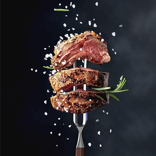 Miniatura 7 de Juego de cuchillos de trinchar de 8 pulgadas y tenedores de 6 pulgadas, acero inoxidable para pavo, carne, barbacoa, rebanado de precisión, elegante