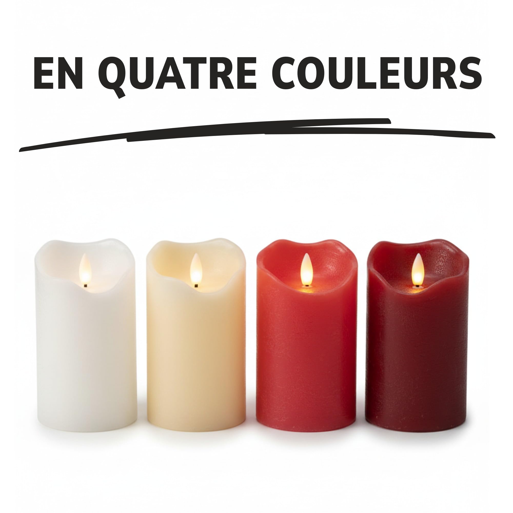 ToCi Lot De 4 Bougies LED Crème 7,5x10cm - Effet Flamme Réaliste Avec Minuterie