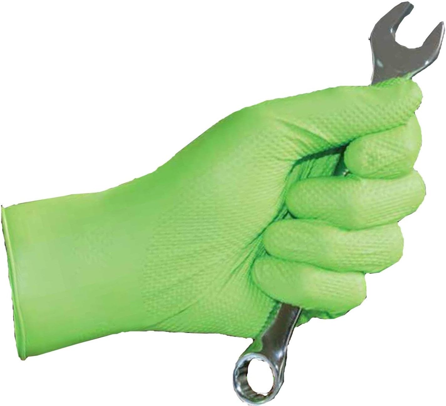 DENCO DISTRIBUTING, INC.Python Grip Nitrile Gloves - 6MIL Diamond Textured - High Vis Green - MEDIUM - Powder & Latex Free - 10 Boxes - 1000 Gloves